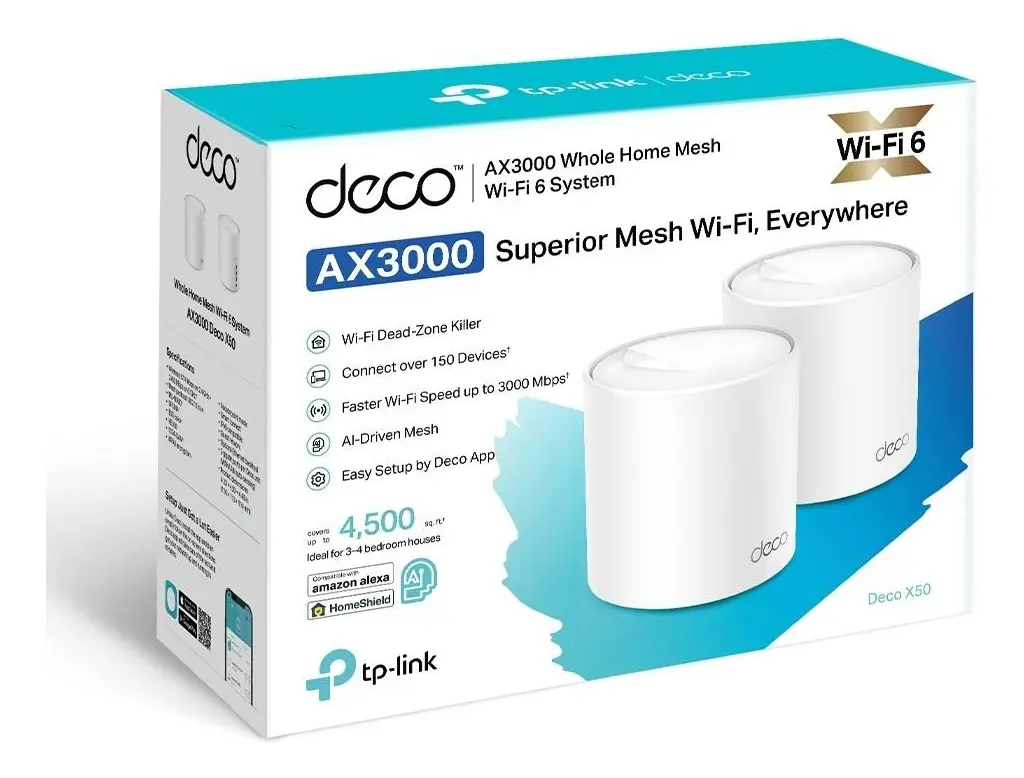 TP-Link Deco X50(2-pack) Roteador Mesh Wifi6 AX3000 Cobre até 420m²