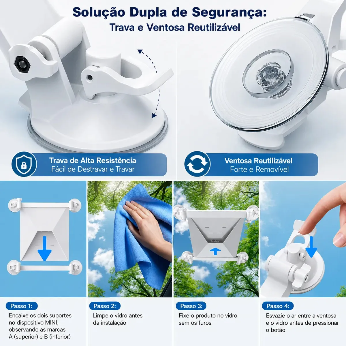 Kit Suporte Veicular Com 4 Ventosas Para Antena Starlink Mini + Cabo Veicular 12V/24V 2m Para Vidro E Teto Solar, Tieesa — foto 6