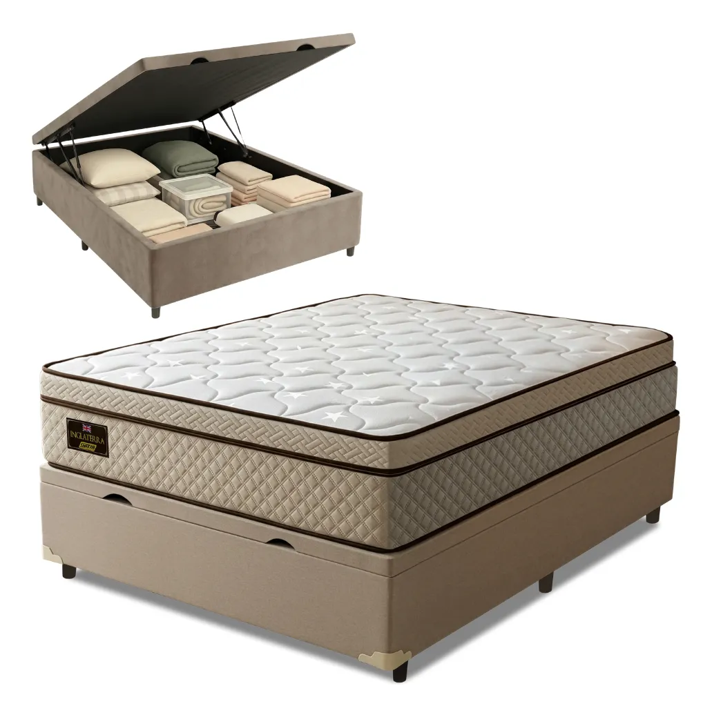Cama Box Baú Colchão Casal Gazin Inglaterra Molas Ensacadas
