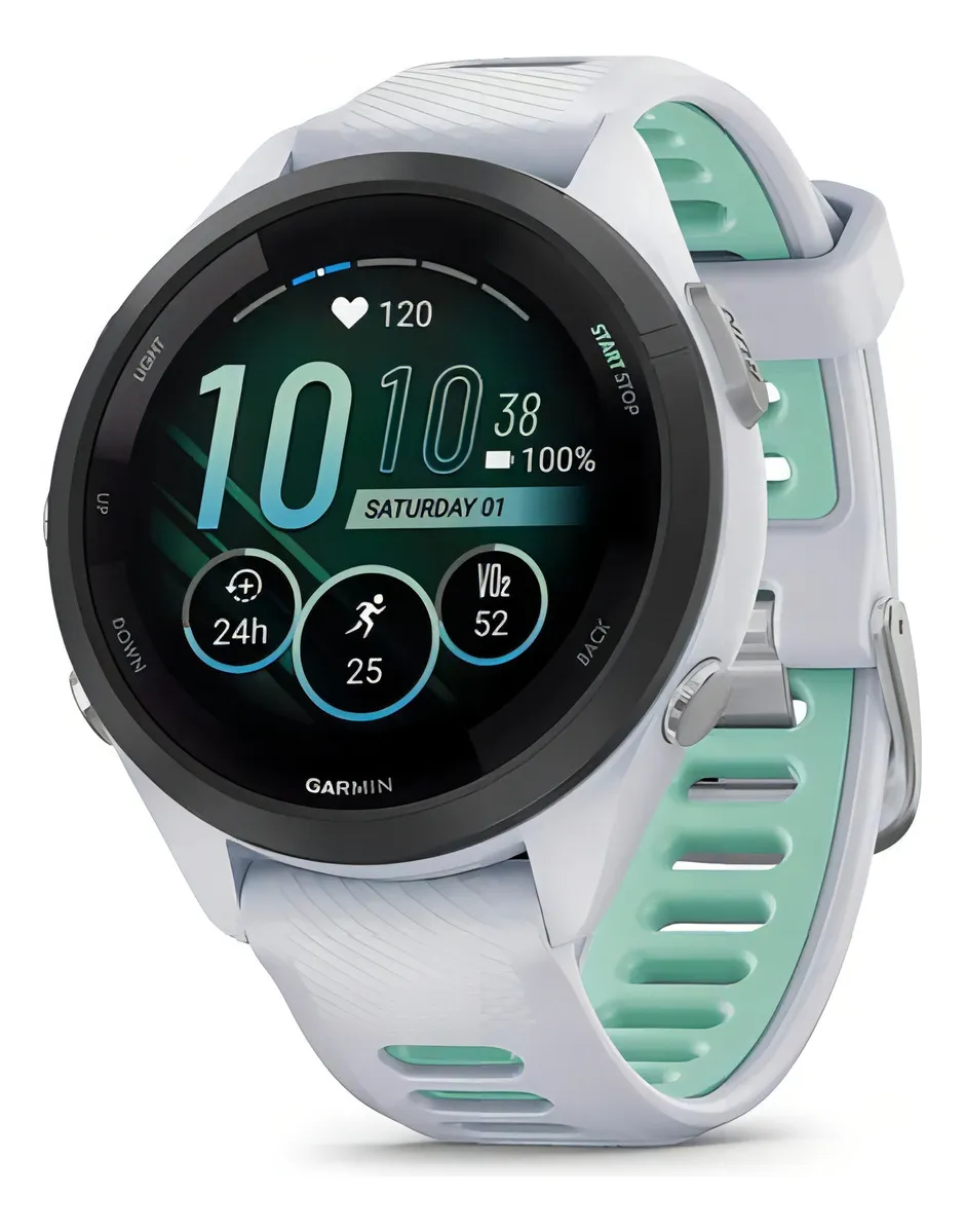 Smartwatch Garmin Forerunner 265s Sport Branco, Tela 1.1", Caixa 42mm, Pulseira Silicone, GPS, Bluetooth, NFC