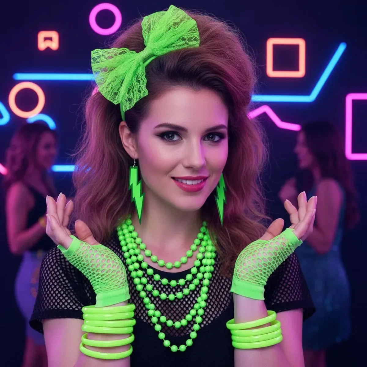 Kit Cosplay Anos 80 90 Neon Acessórios Festa Fantasia Retrô - Imagem 4