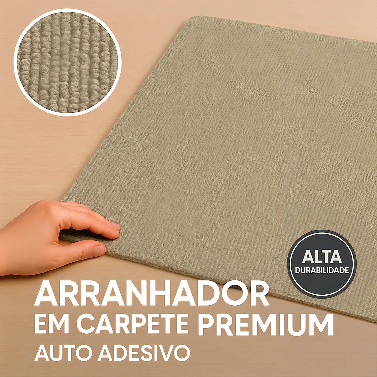 Arranhador E Protetor De Sofá Carpete Adesivo Gatos 200x50cm Cor Bege - Imagem 4