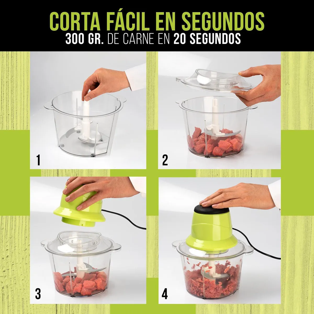 Picatodo Eléctrico Triturador Alimentos Carne Verdura Frutas Color Verde 120v