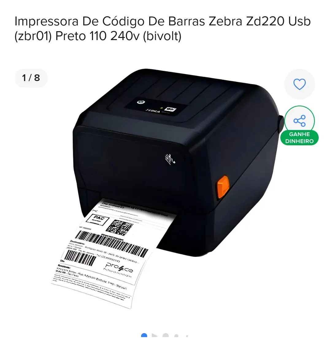 Impressora De Código De Barras Zebra Zd220 Nova65566292363267120