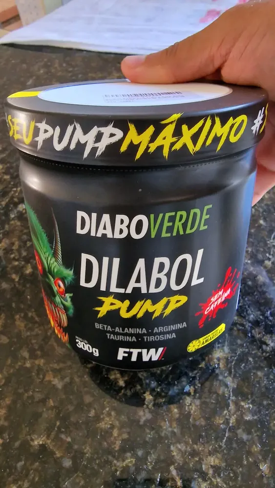 Pré Treino Dilabol Pump Diabo Verde Sem cafeína Pote 300g Sabor Energético - FTW