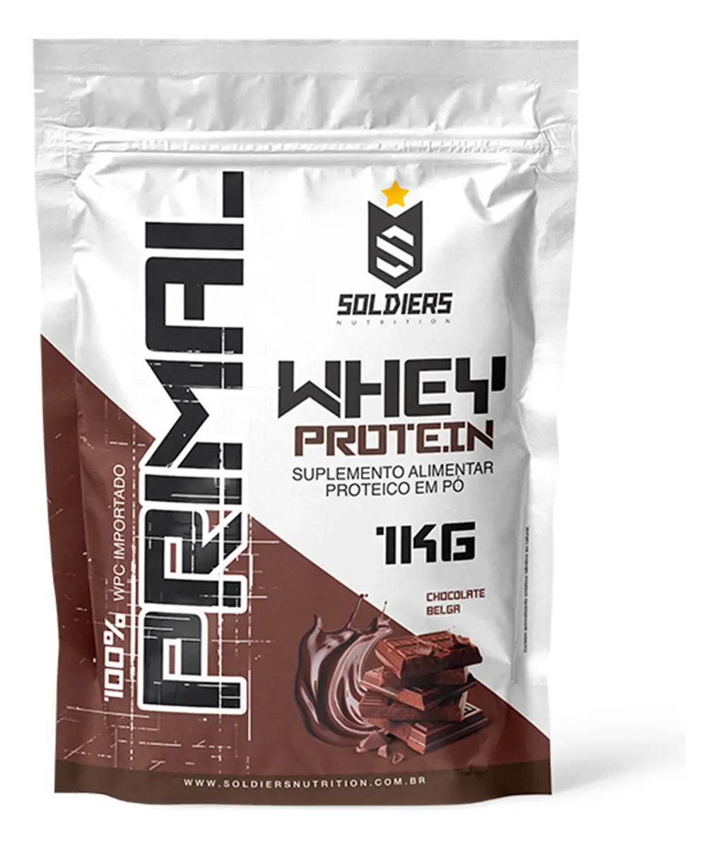 Whey Protein Primal 1kg - Soldiers Nutrition Sabor Chocolate belga