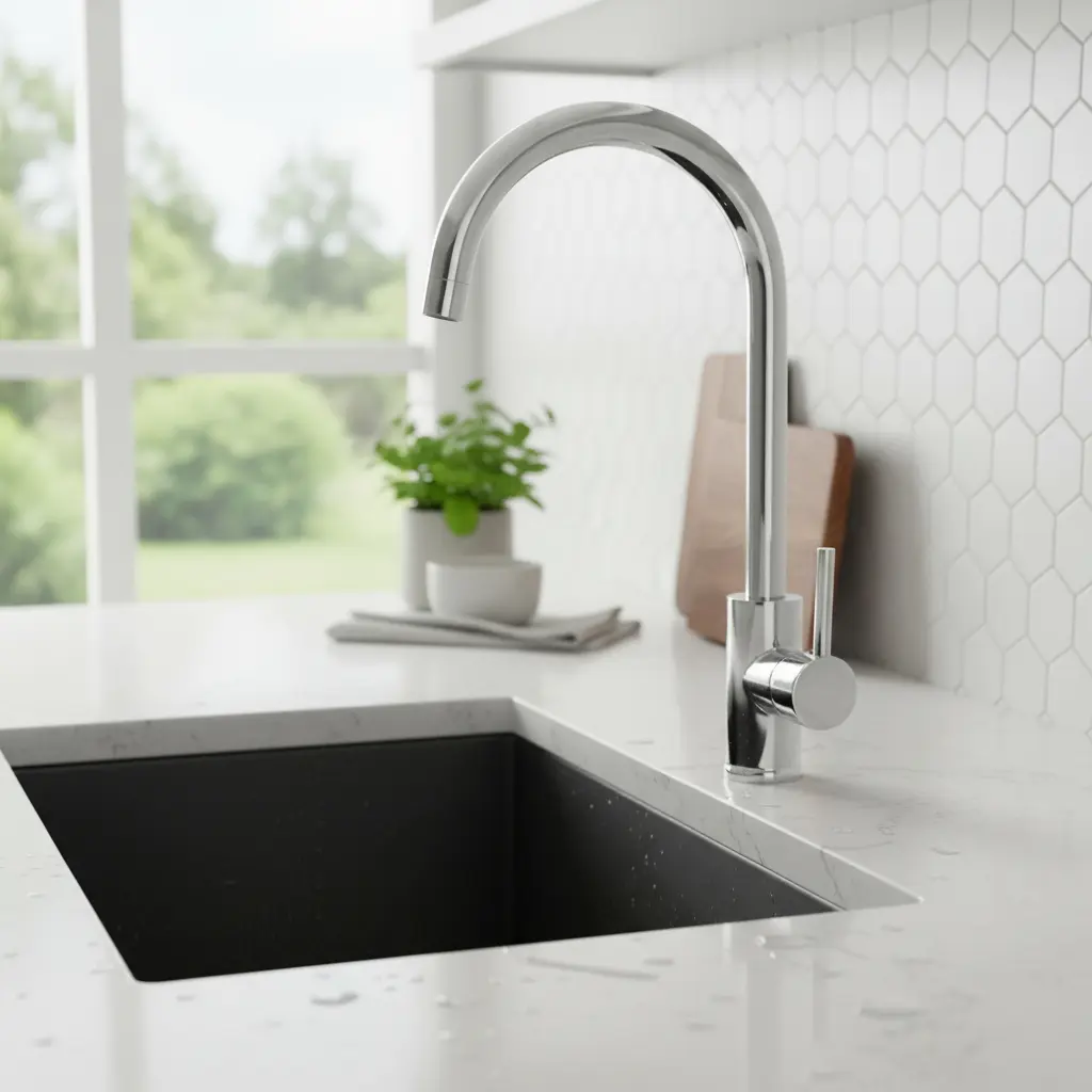 Llave monomando / grifo para lavaplatos – Cromado, cuello cisne