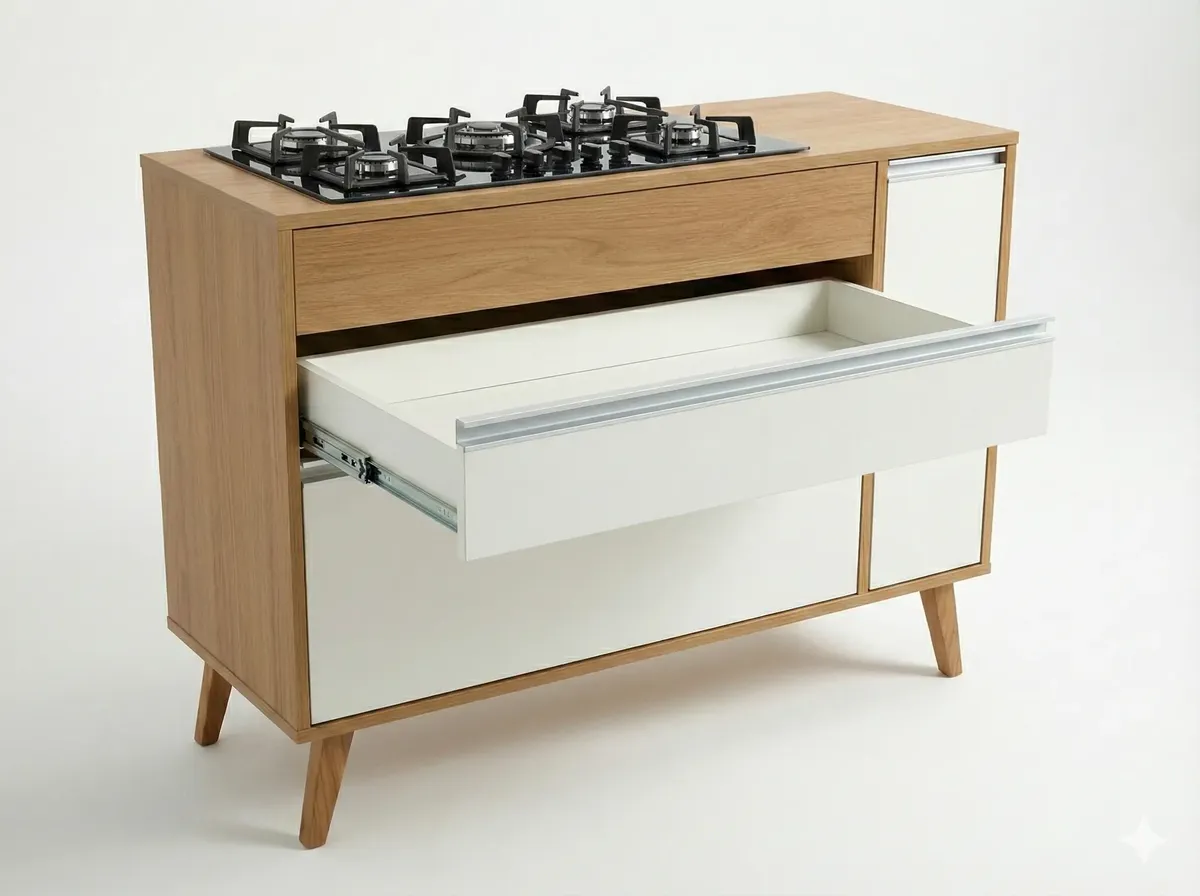 Balcão Cooktop Para Bocas 5 Gaveta Porta Temperos Panelas - Imagem 4