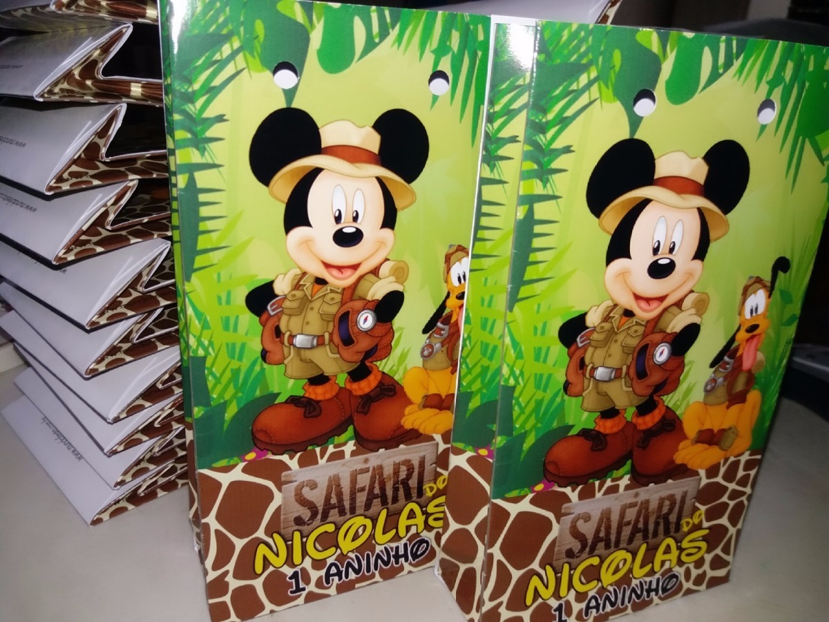 sacolinha personalizada mickey safari