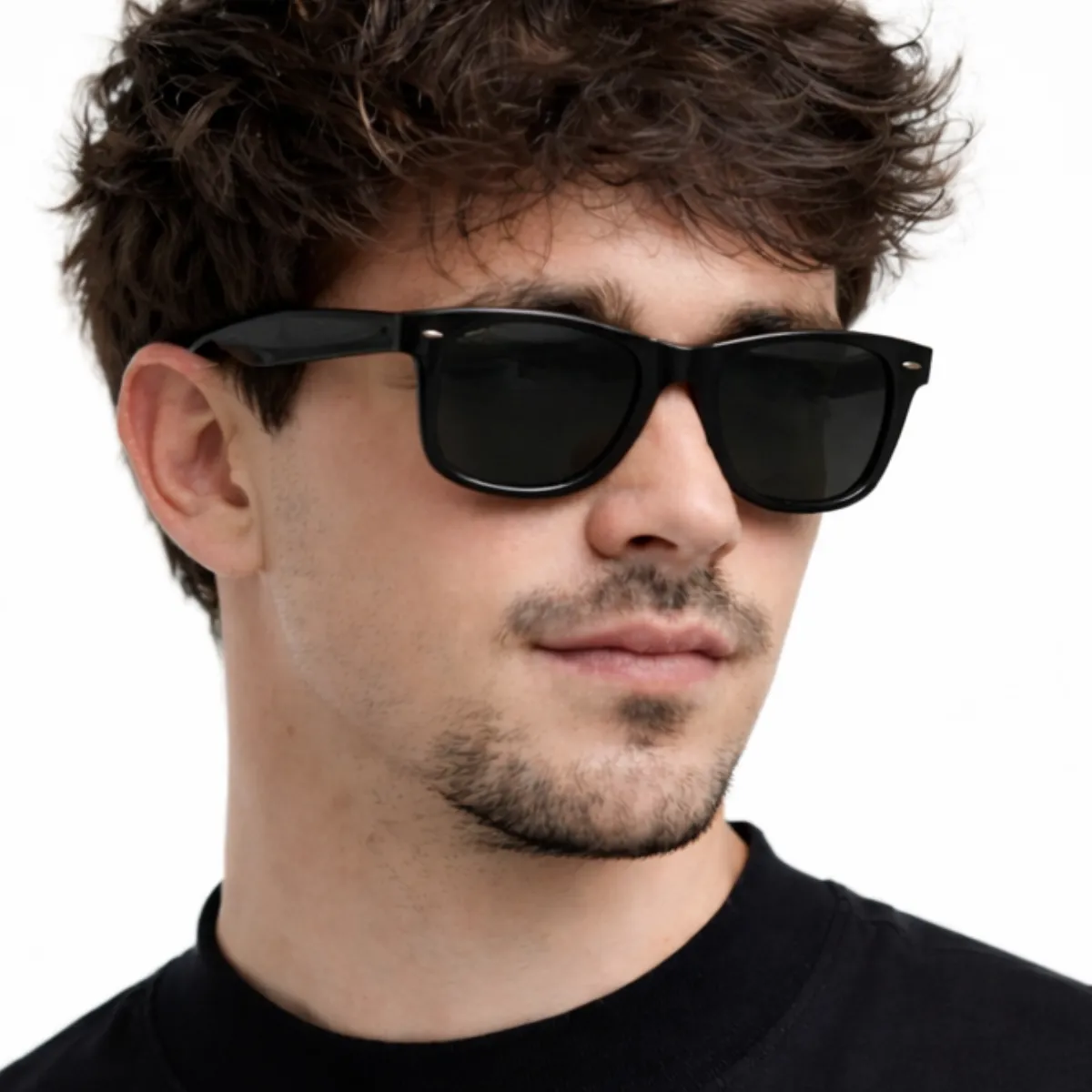 Óculos De Sol Quadrado Preto Clássico Unissex Proteção Uv400