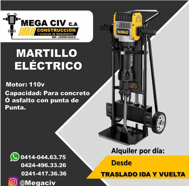 Alquiler De Martillo Eléctrico , Trompo, Cortadora Concreto