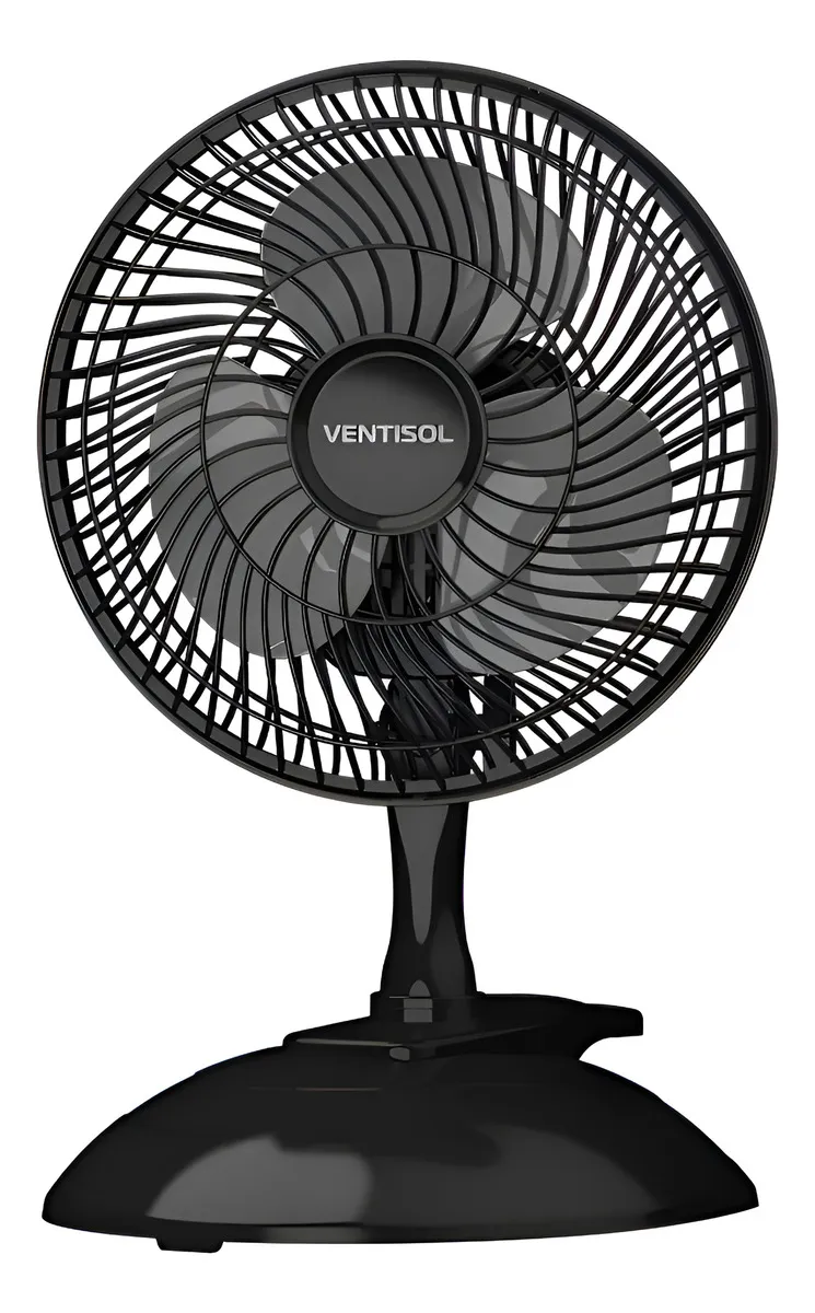 Mini Ventilador Ventisol 20cm 3 Pás Preto Clip Portátil De Mesa