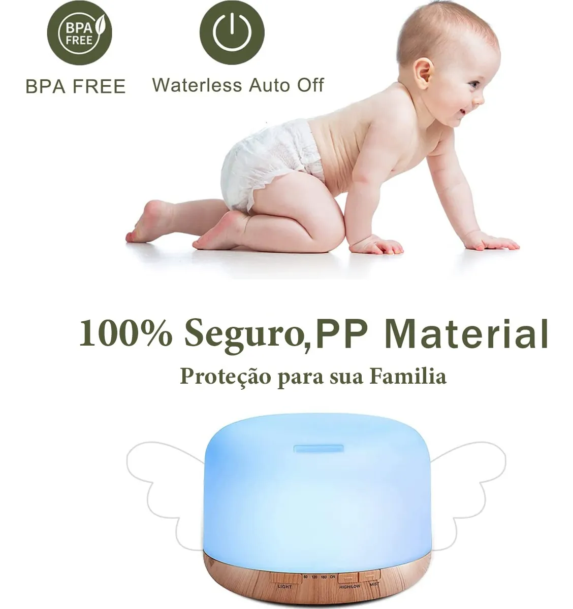 Difusor De Óleo Essencial Ultrassônico 500ml Controle Remoto - Imagem 3