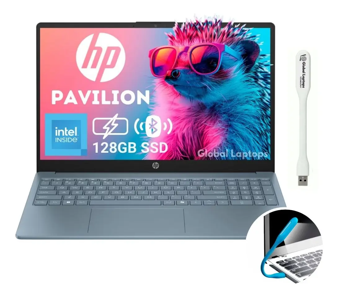 HP Azul Pentium N200 128 GB Ufs 4 GB Ram Screen 15.6 HD Intel Uhd Graphics Incluye Windows 11 Instalado Laptop Blue Fd0082 With Gift