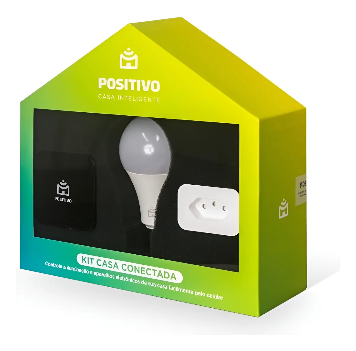 Kit Casa Conectada Positivo Casa Inteligente, 3 Itens (1x Smart Controle Universal, 1x Smart Plug Wi-Fi, 1x Smart Lâmpada Wi-Fi), Bivolt, Compatível com Alexa e Google