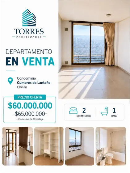 En Venta Departamento 2d 1b En Parque Lantaño, Chillán
