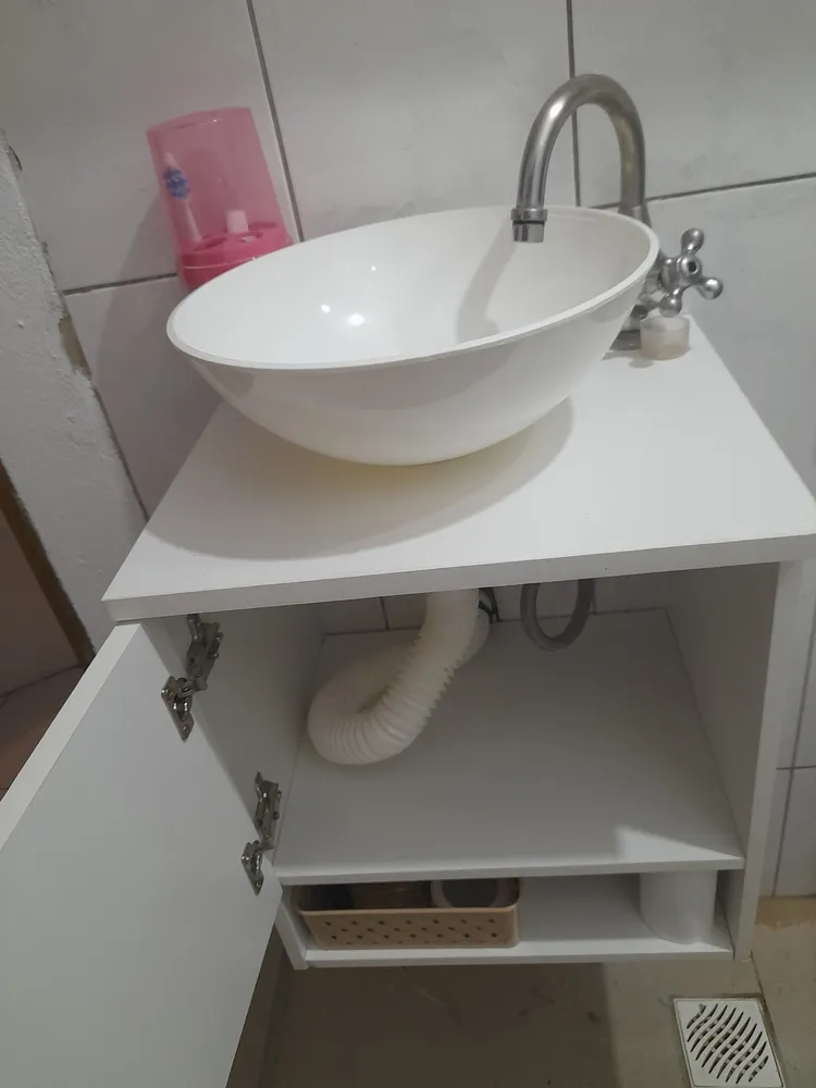 Gabinete Armário Para Banheiro Com Cuba E Espelho 40cm Pia Branco Móvel Branco/carvalho Hanover Quantidade De Furos Para Torneira Um Furo - Imagem 4