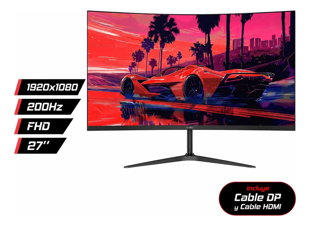 Monitor Gamer Level Up 27 curvo 200hz 1ms Full Hd Led