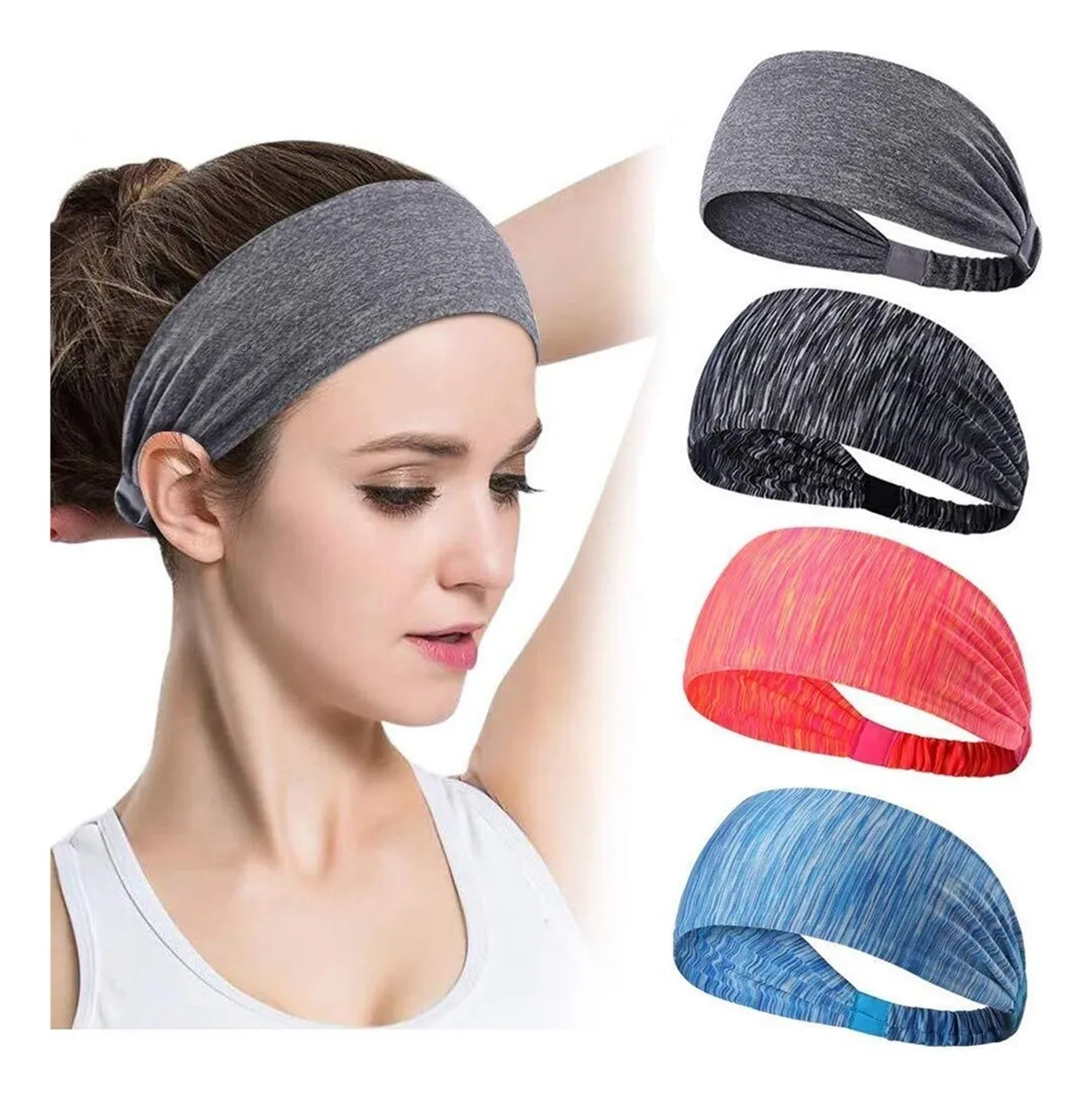 Bandas Deportivas Diademas Para Cinta, 4 Pack- Banda para el Sudor y Deportes