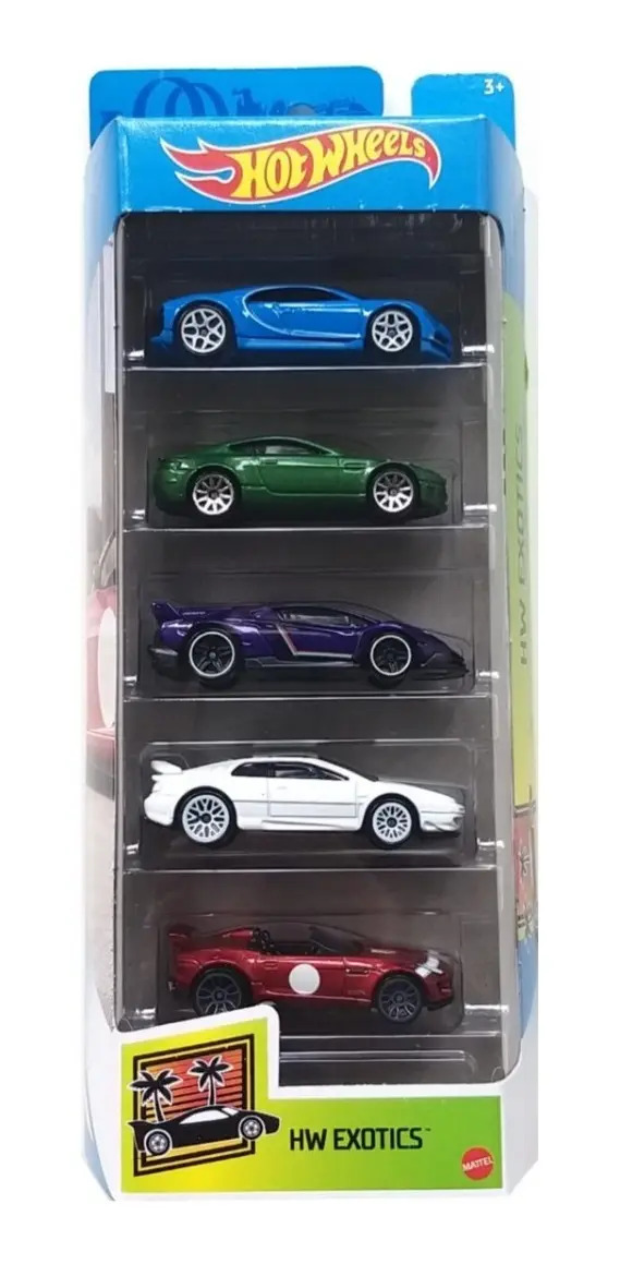 Pack De 5 Voitures Hot Wheels 1/64 – Bugatti, Lamborghini, Lotus… Neuf Sous Boîte