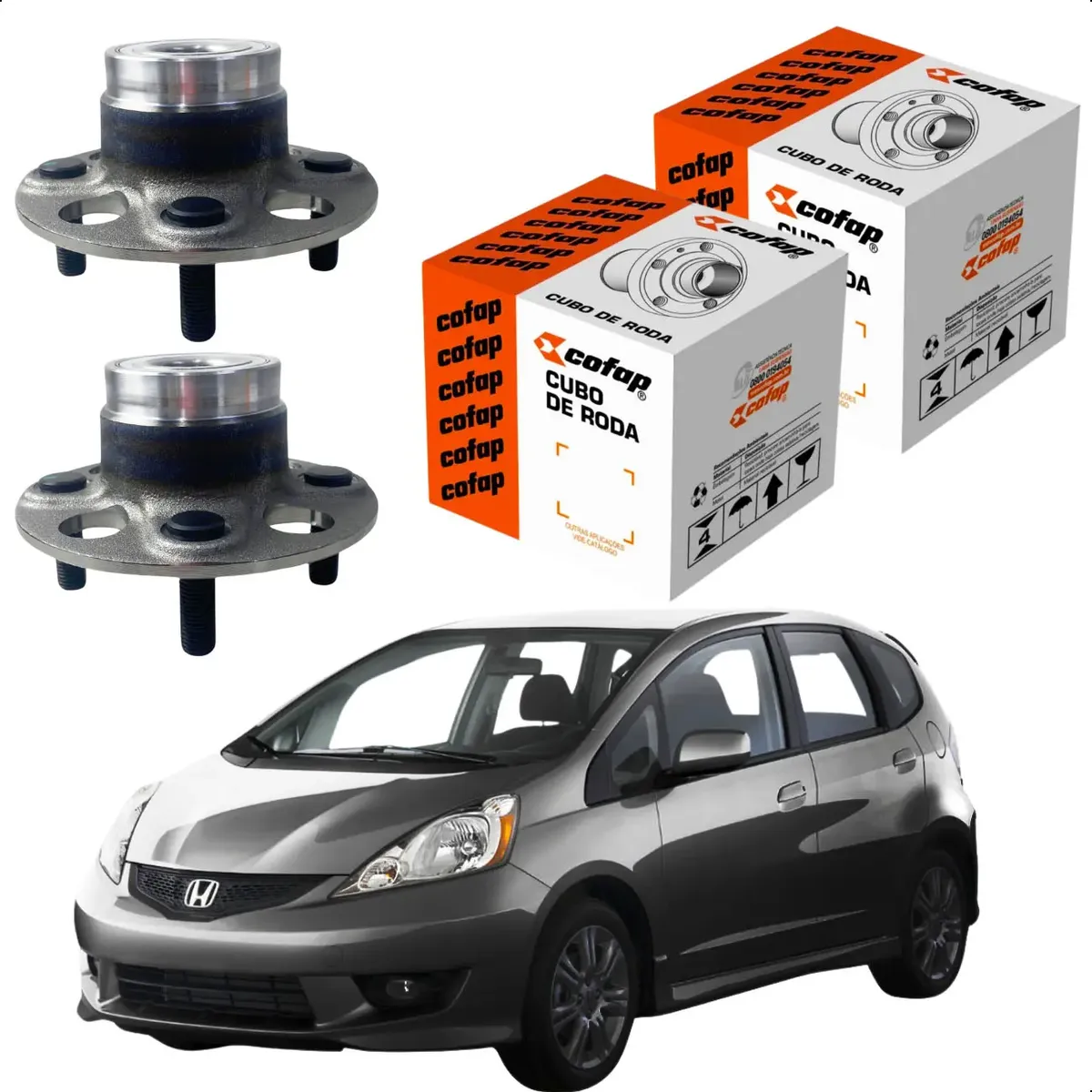 Par Cubo Traseiro C/ Rolamento Honda Fit 1.4 8v Sem Abs 2007