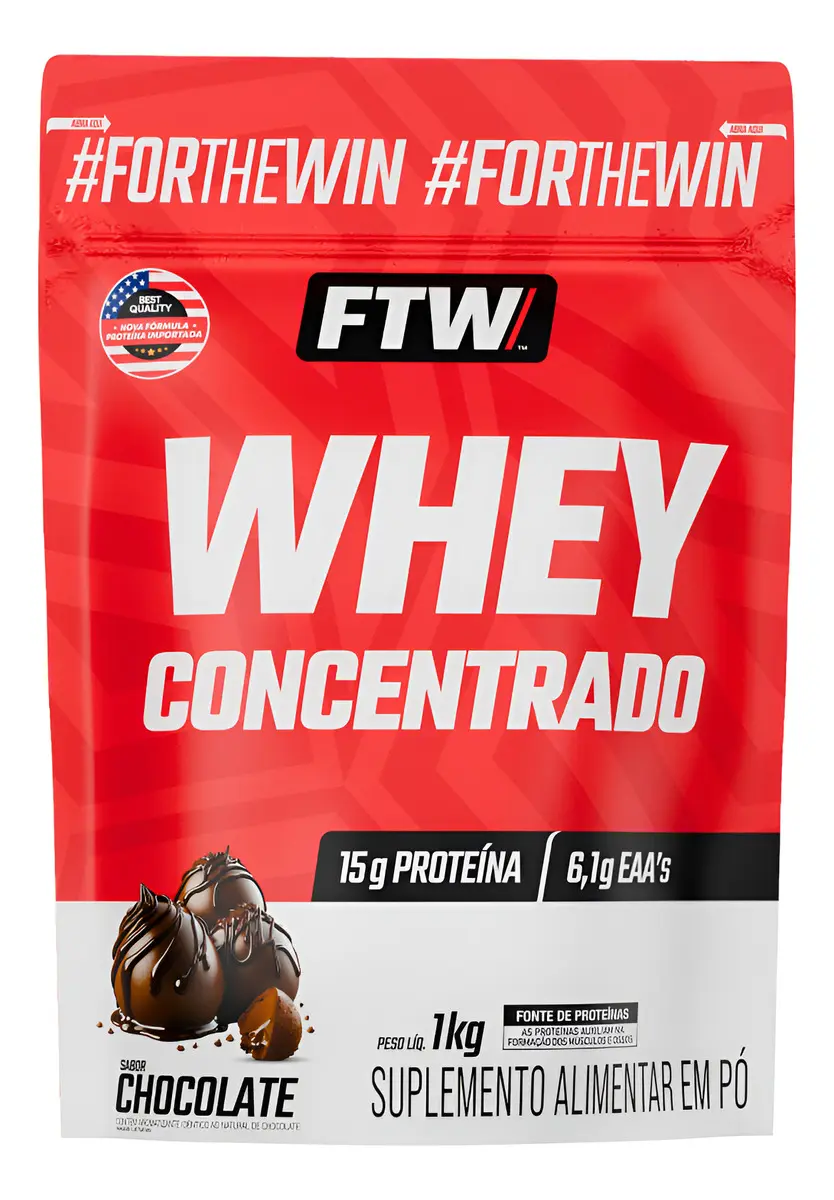 Whey Protein Concentrado 1kg Sabor Chocolate - Ftw