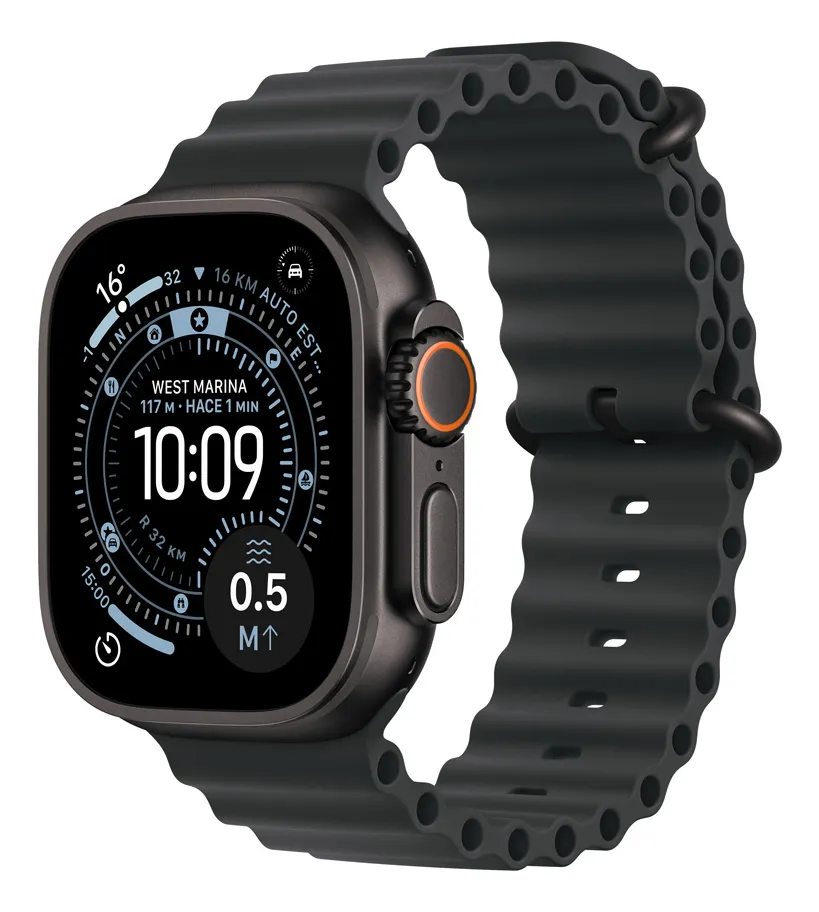 Apple Watch Ultra 3 GPS + Cellular • Caixa preta de titânio – 49 mm • Pulseira Oceano preta