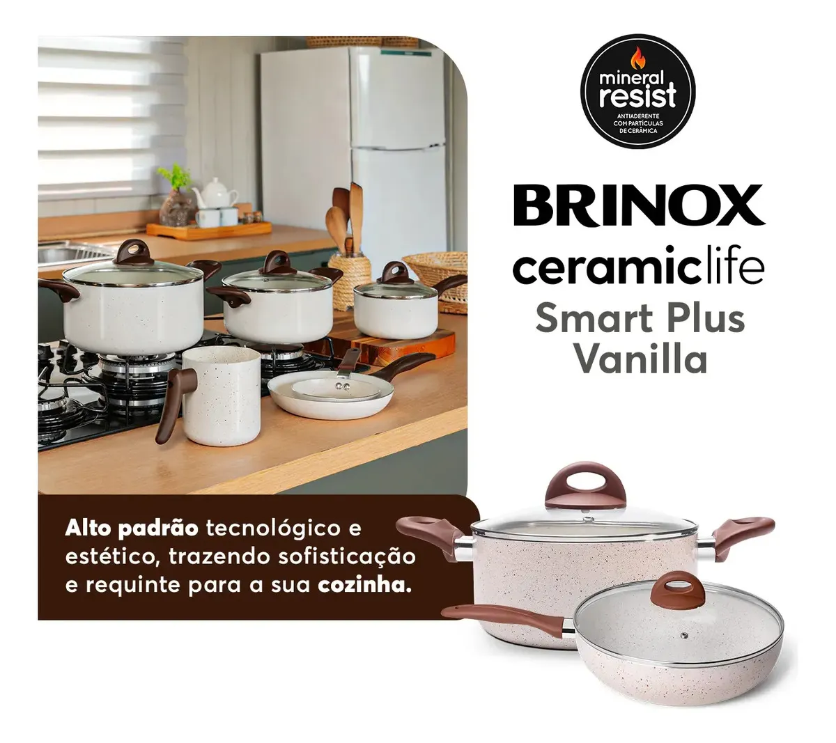 Conjunto de Panelas 8 Peças Ceramic Life Smart Plus Vanilla da Brinox — foto 9