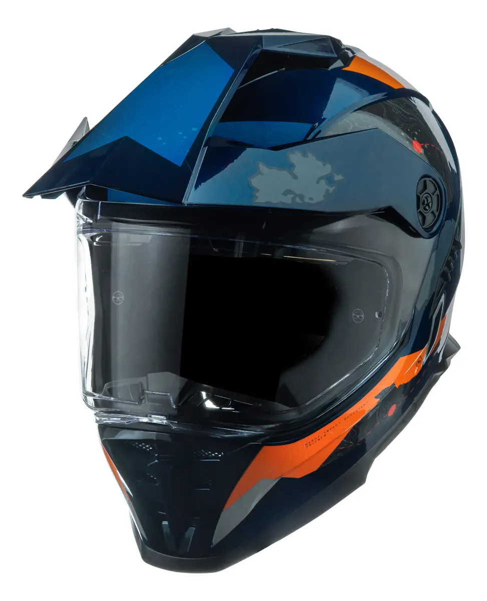 Capacete Bieffe B-trail Frontier Azul Laranja C/ Oculos Sol - Imagem 2