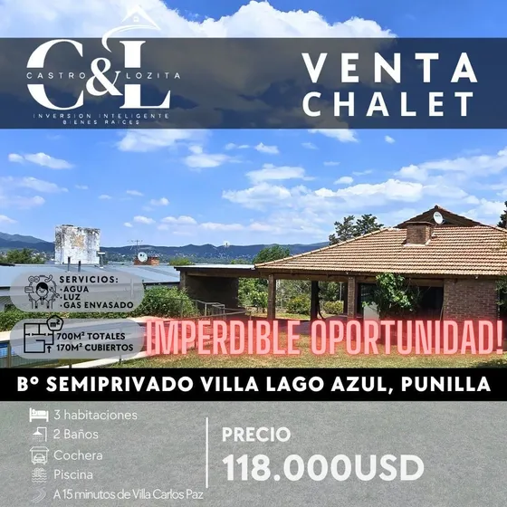 Importante Chalet De 3/4 Dor C/piscina Y Vista Al Lago. B°semi Privado Con Seguridad Villa Lago Azul