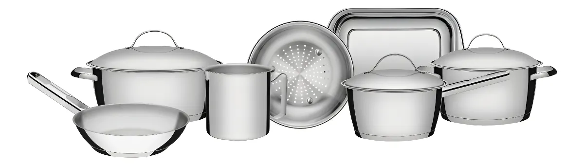 Jogo de Panelas Allegra em Aço Inox 7 Peças Tramontina