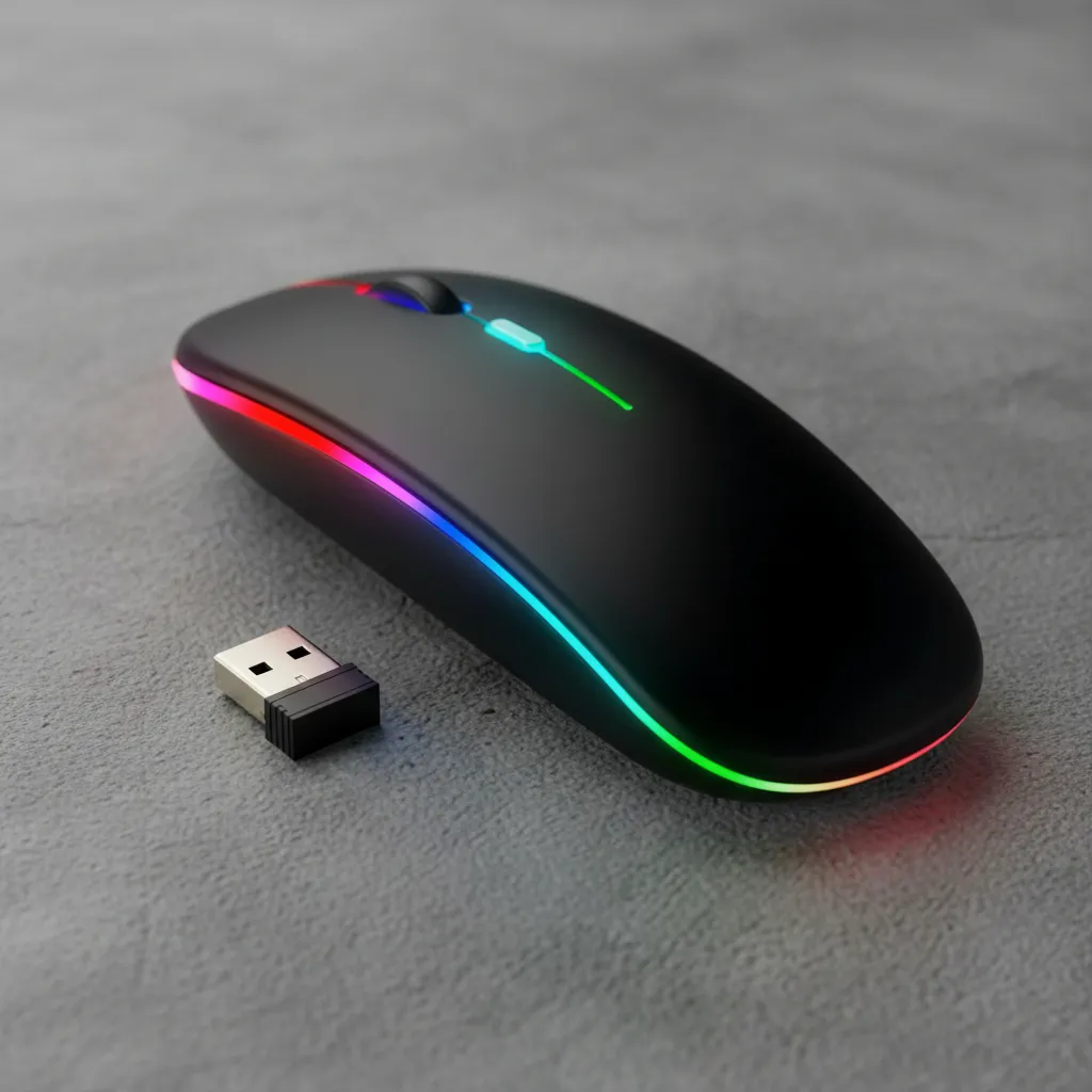 Mouse Sem Fio Recarregável Led Rgb Usb Silencioso Ergonômico Portátil Compatível Com Notebooks E Computadores
