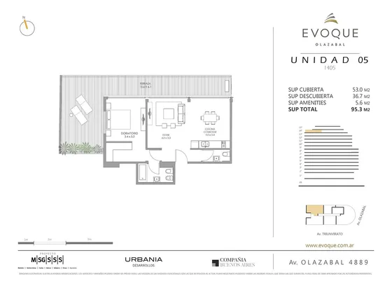 Evoque Olazabal (oportunidad) 2amb Piso Alto  C/balcon Terraza Y Terraza