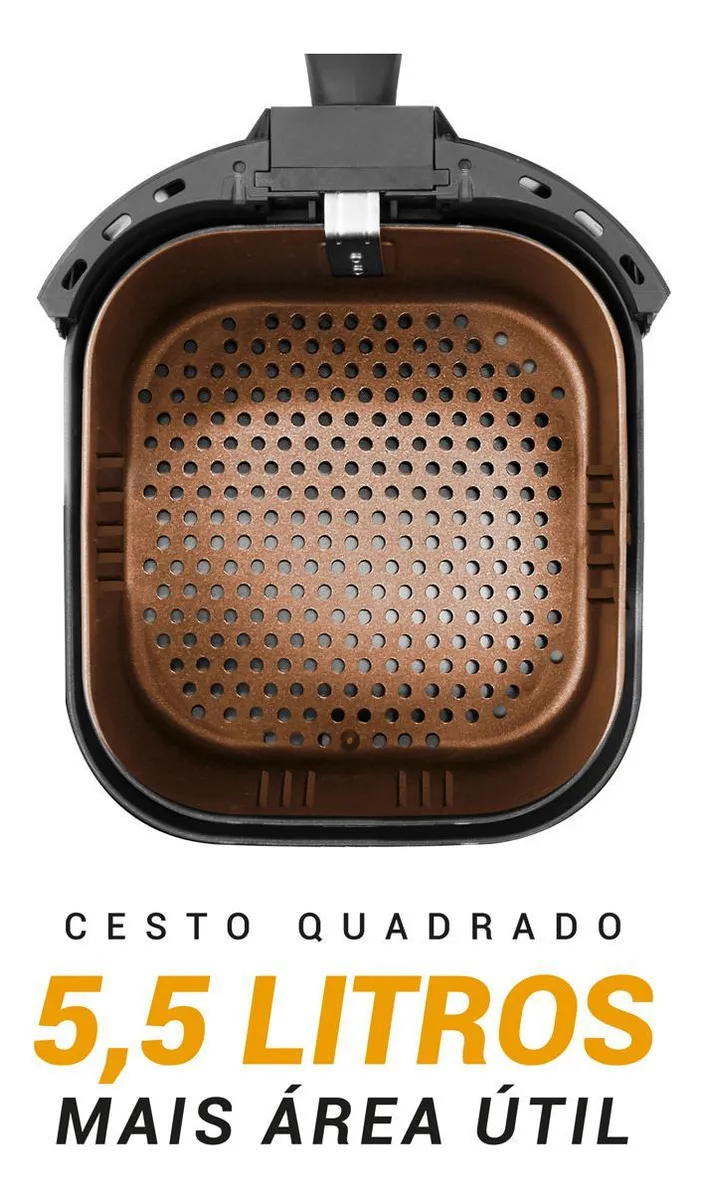 Air Fryer Philco 5,5l Cesto Quadrado 1500w Cor Preto 127v - Imagem 2