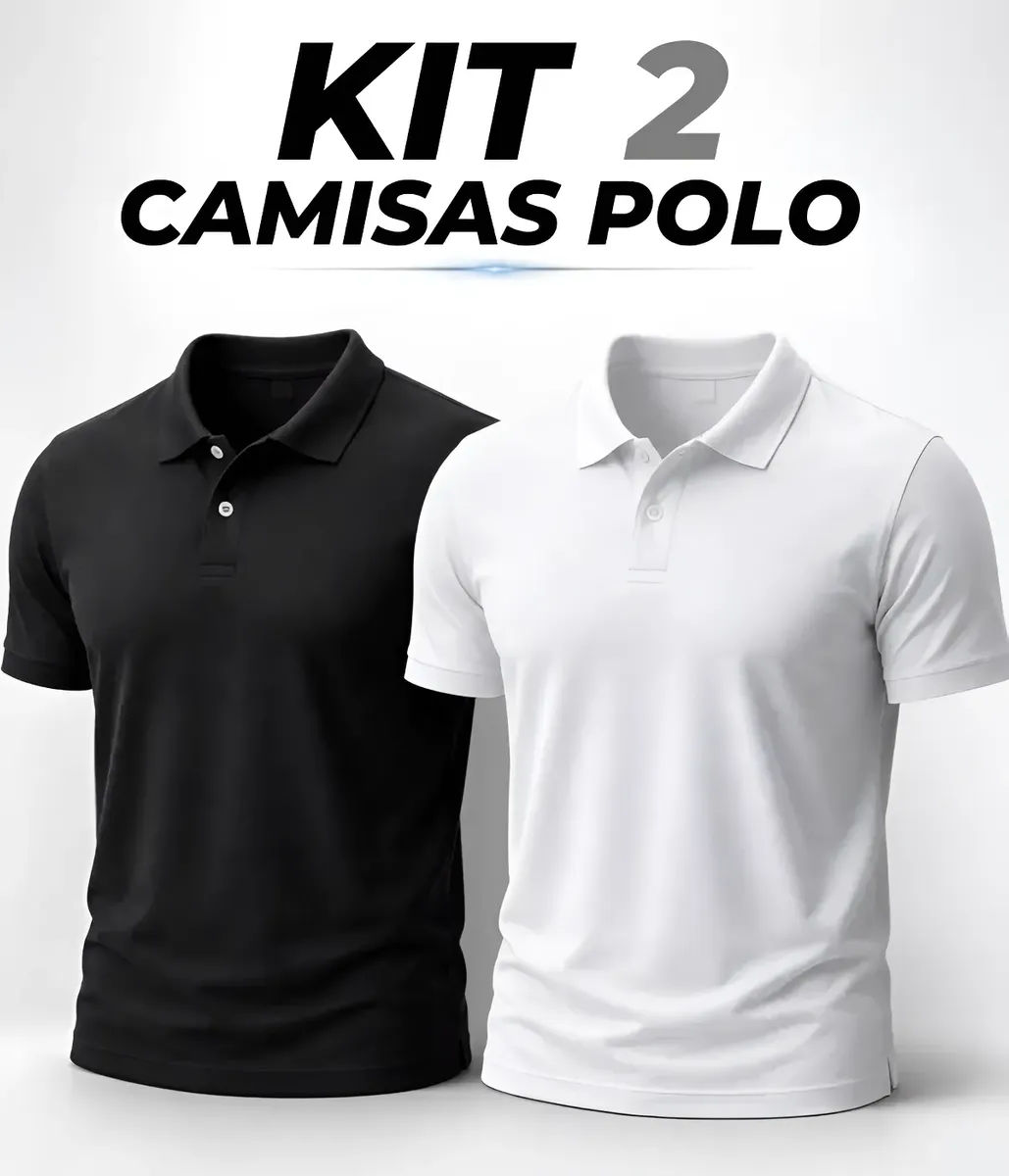 Kit 2 Camisa Gola Polo Masculina Básica Piquet Camiseta