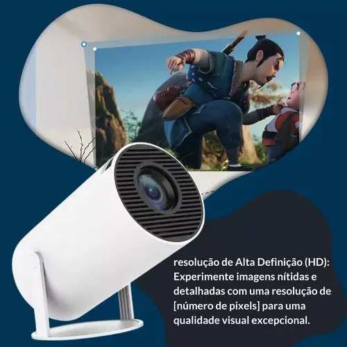 Projetor Smart Portátil Full Hd 4k Bluetooth Wifi Cor Branco Android 11.0 5g TV Cinema em Casa