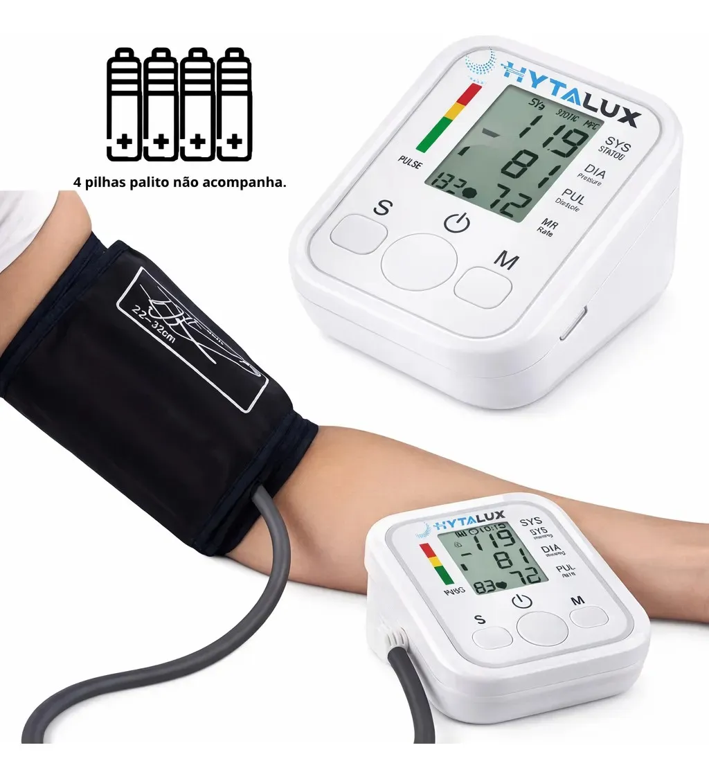 Aparelho Profissional Pressão Arterial Com Voz E Monitor Tensiômetro Digitalizado Automático Hytalux Branco Cardíaco Braço Aparelho De Presão