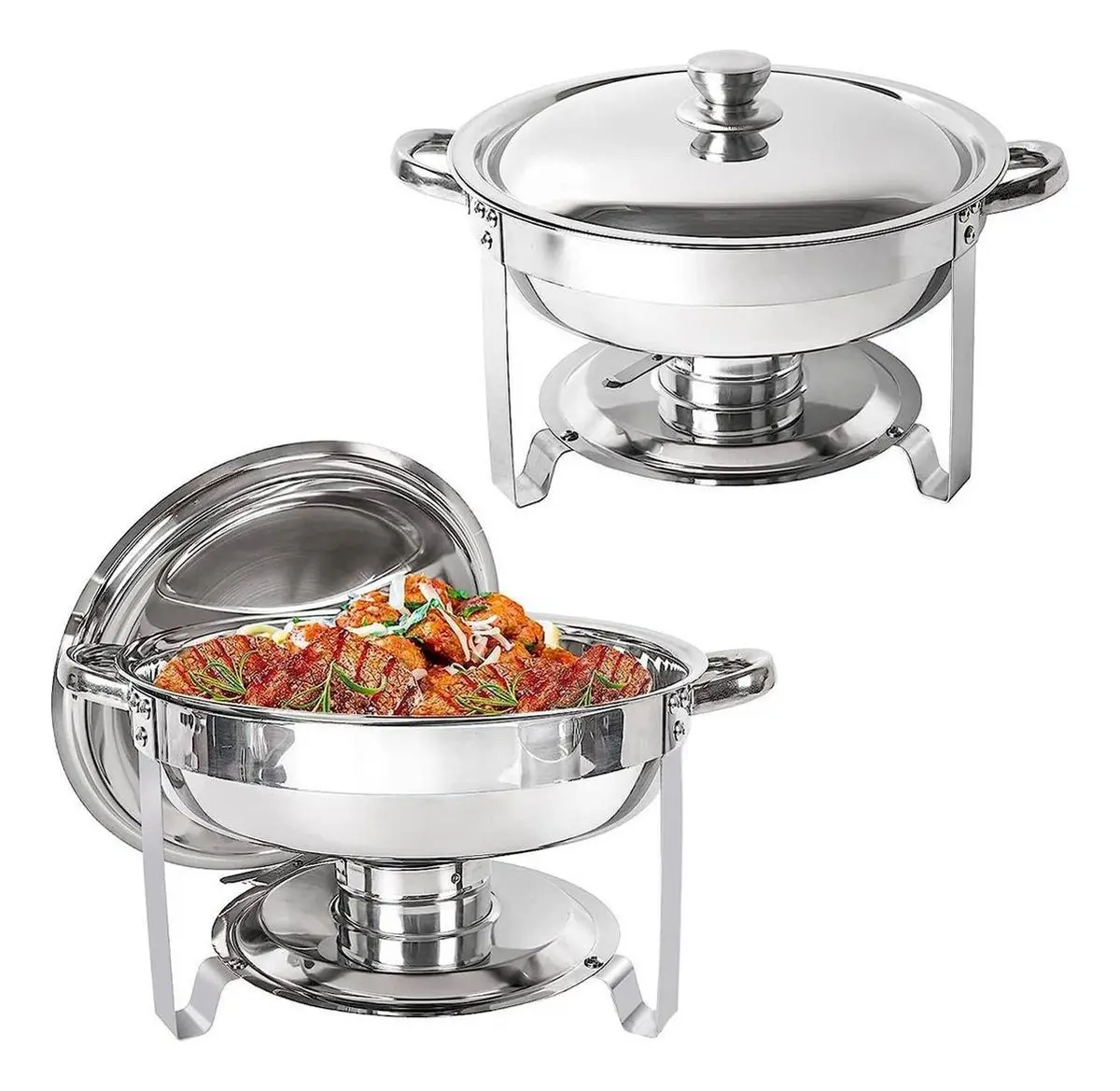 Rechaud 5,5 Litros Redondo Inox Banho Maria Buffet Festa Coz