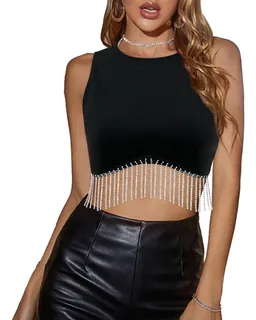 Blusas brillantes cortas hotsell