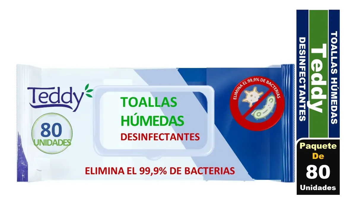 TOALLAS DESINFECTANTES TEDDY  80 UNID.