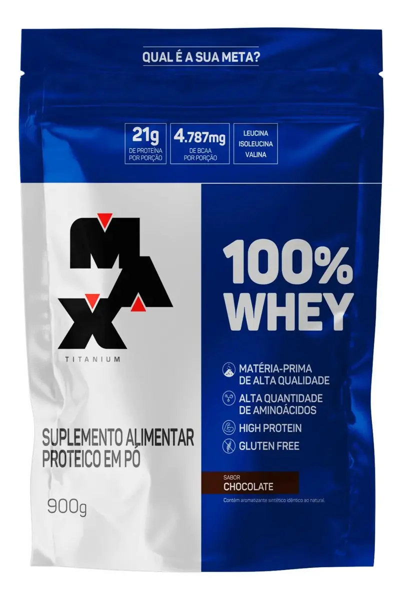 Suplemento Max Titanium 100% WHEY Protein Concentrado sabor chocolate 900g