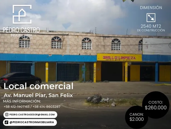 Venta O Alquiler Local San Félix Plena Avenida Manuel Piar, Ciudad Guayana, Venezuela