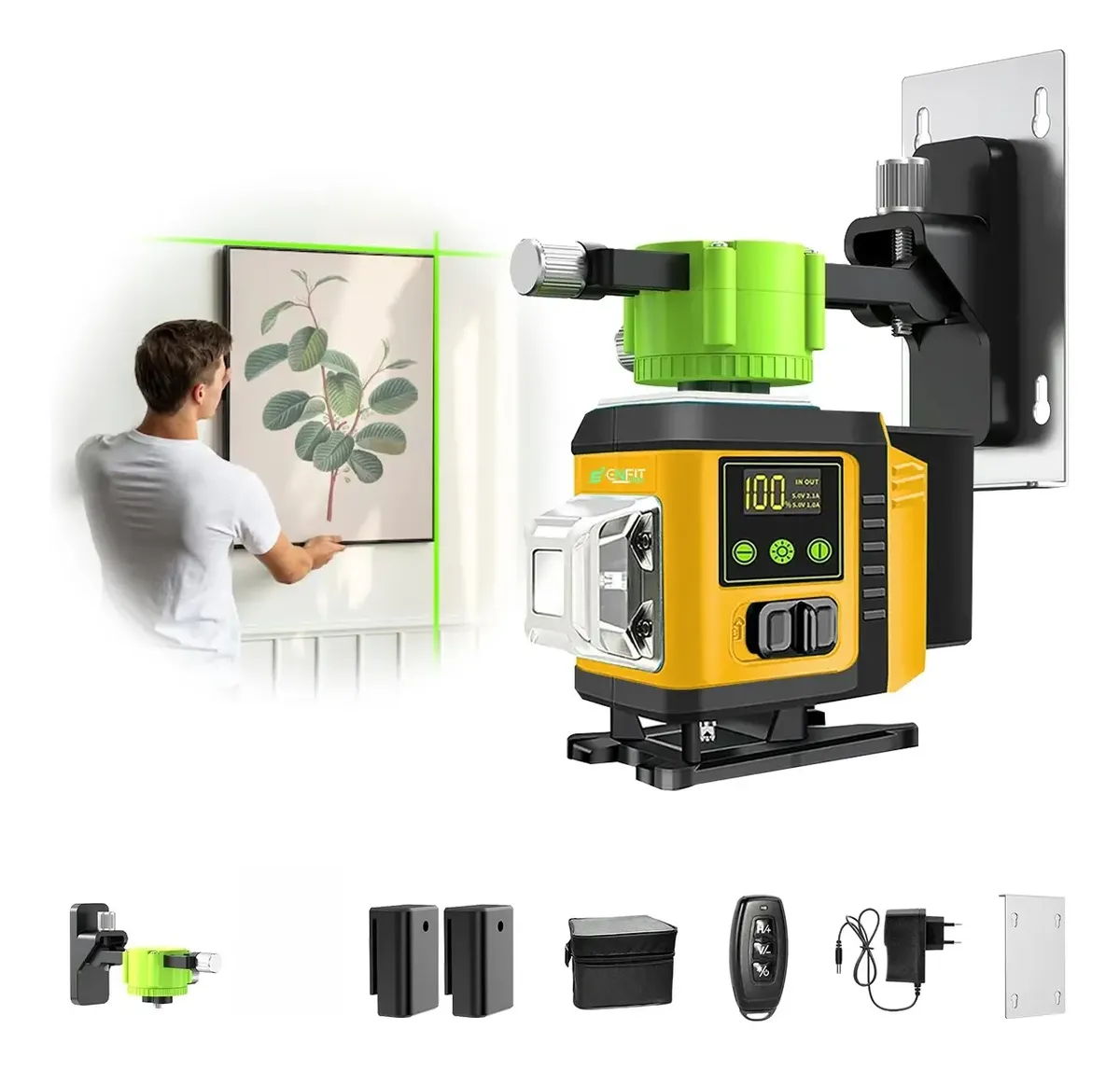 Nível Laser 12 Linhas Verde 40m Recarregável C Controle Pro