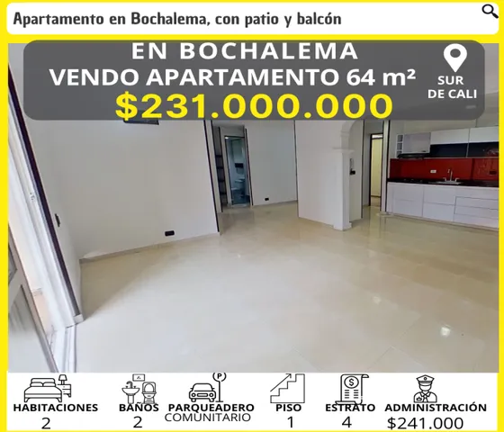 Vendo Apartamento En Bochalema 64 M2