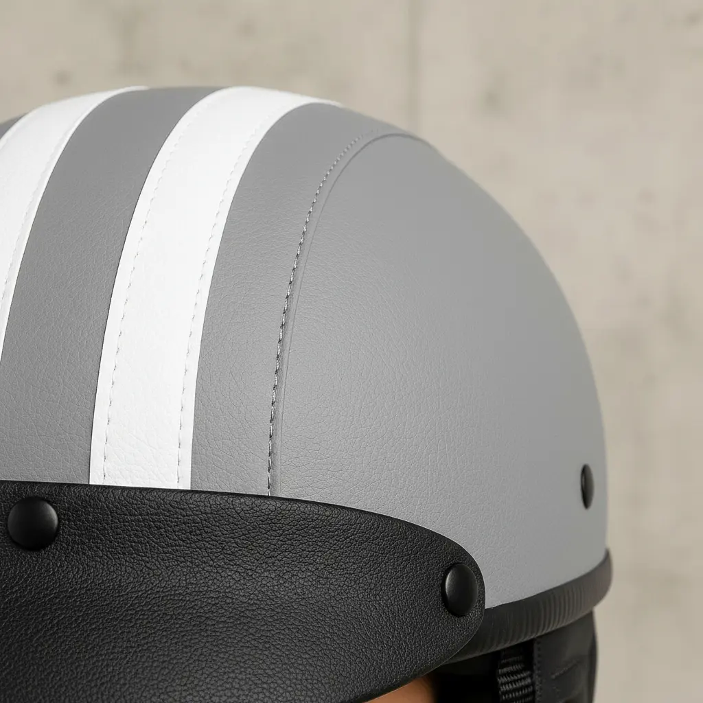 Capacete Coquinho Couro Cinza Para Scooter Elétrica Patinete — foto 9