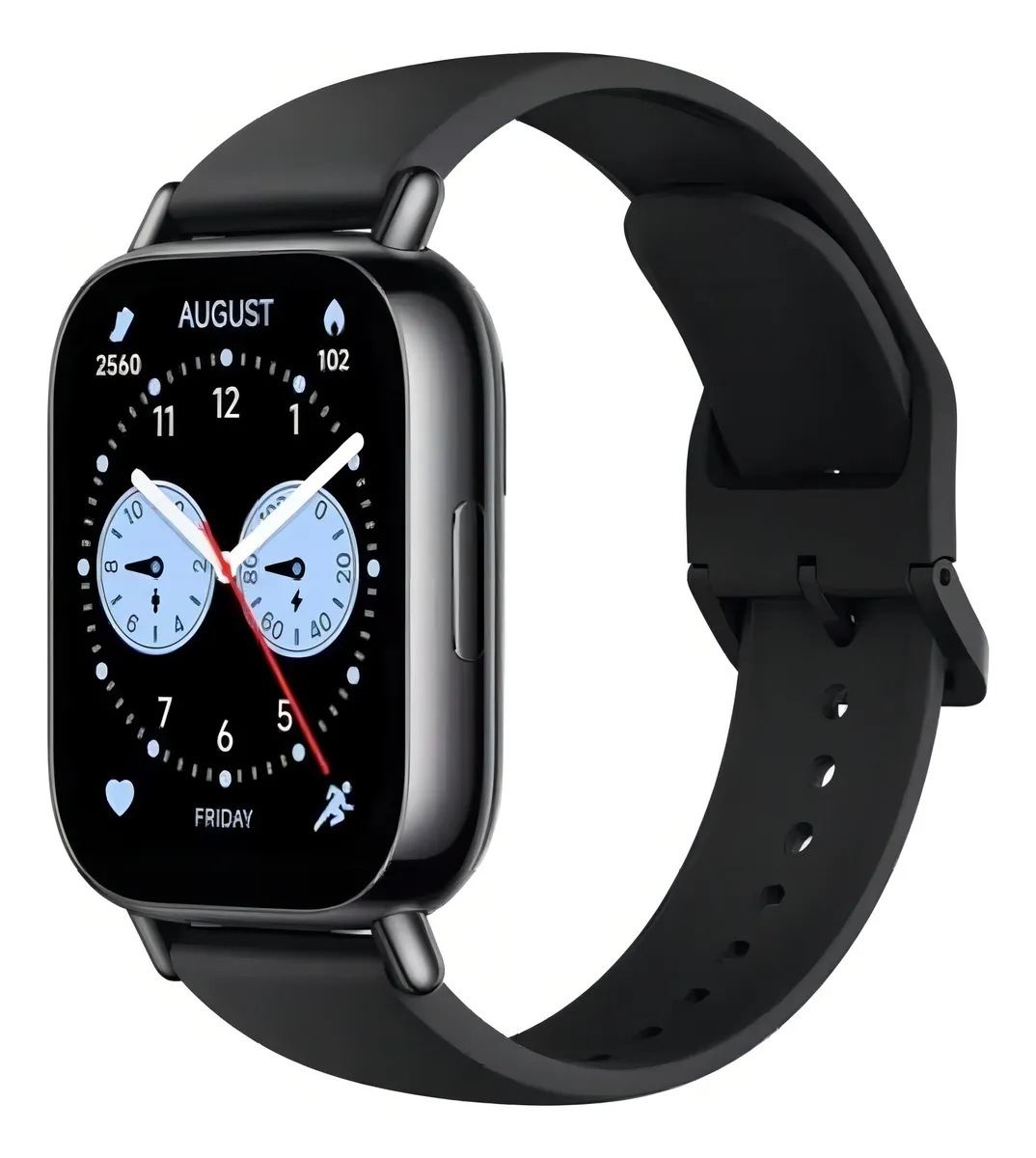O Redmi Watch 5 Lite no pulso de um corredor, mostrando a tela de rastreamento de corrida.