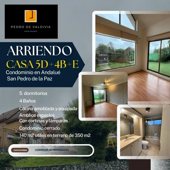 Arriendo Casa 5d+4b+2e Condominio En Andalue San Pedro