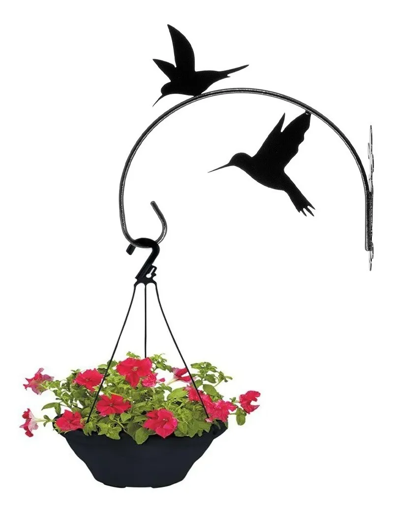 Kit 4 Suportes Parede Pendurar Plantas Vasos Beijaflor Preto