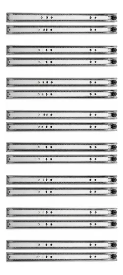 8 Pares Corrediça Telescópica 40cm Aço Zincado