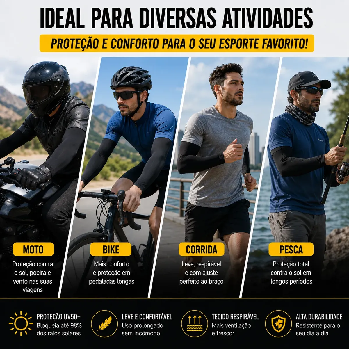 Manguito Kit 3 Proteção Solar Uv50+ Moto Ciclismo Corrida — foto 5